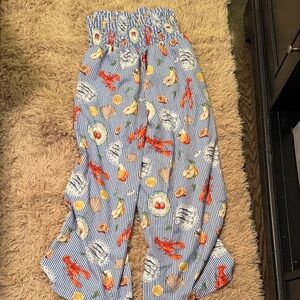 Women’s Striped Blue pants with Fun Print